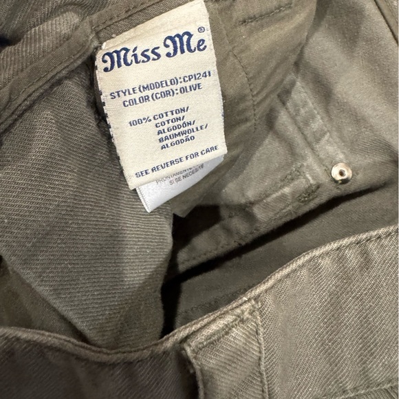 Miss Me Olive Green Cargo Pants – Size 27 – 100% Cotton – Style CP1241 - Picture 7 of 10